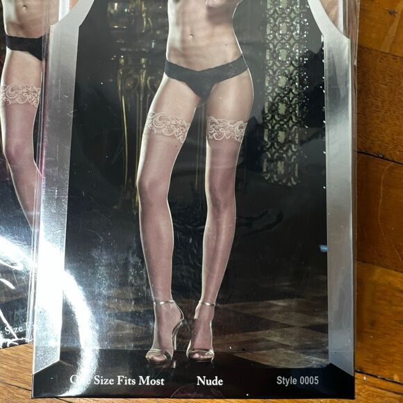 Dreamgirl 0005  Sheer Thigh Highs Stockings Nude Women's Hosiery New OS - Picture 2 of 6